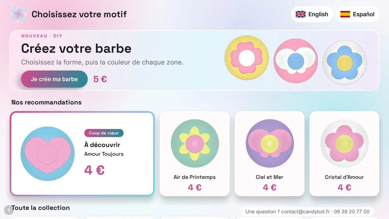 Catalogue de la machine : créez votre barbe à papa