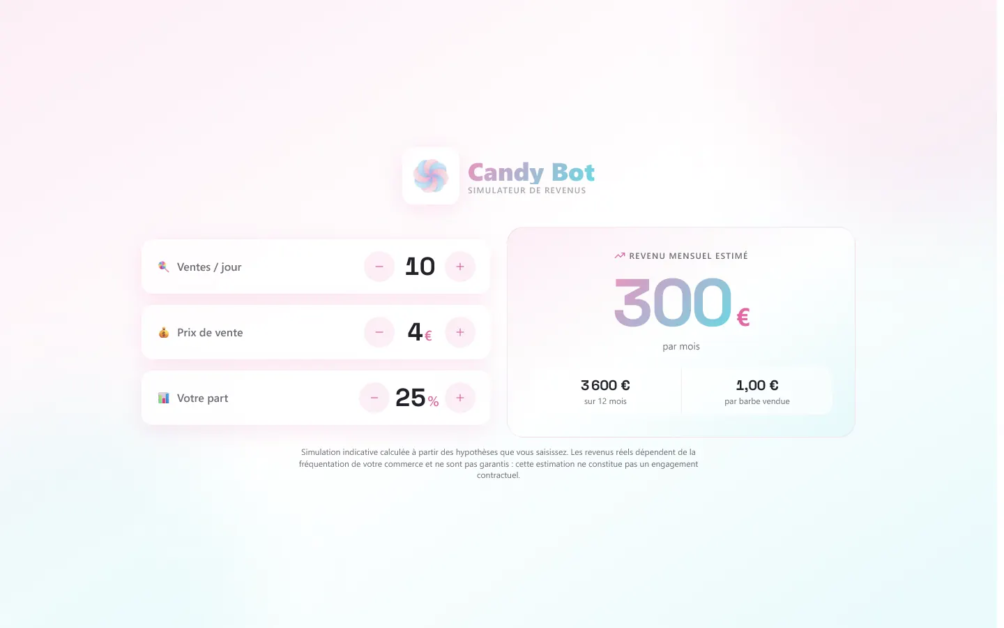 Simulateur de rentabilité public de candybot.fr