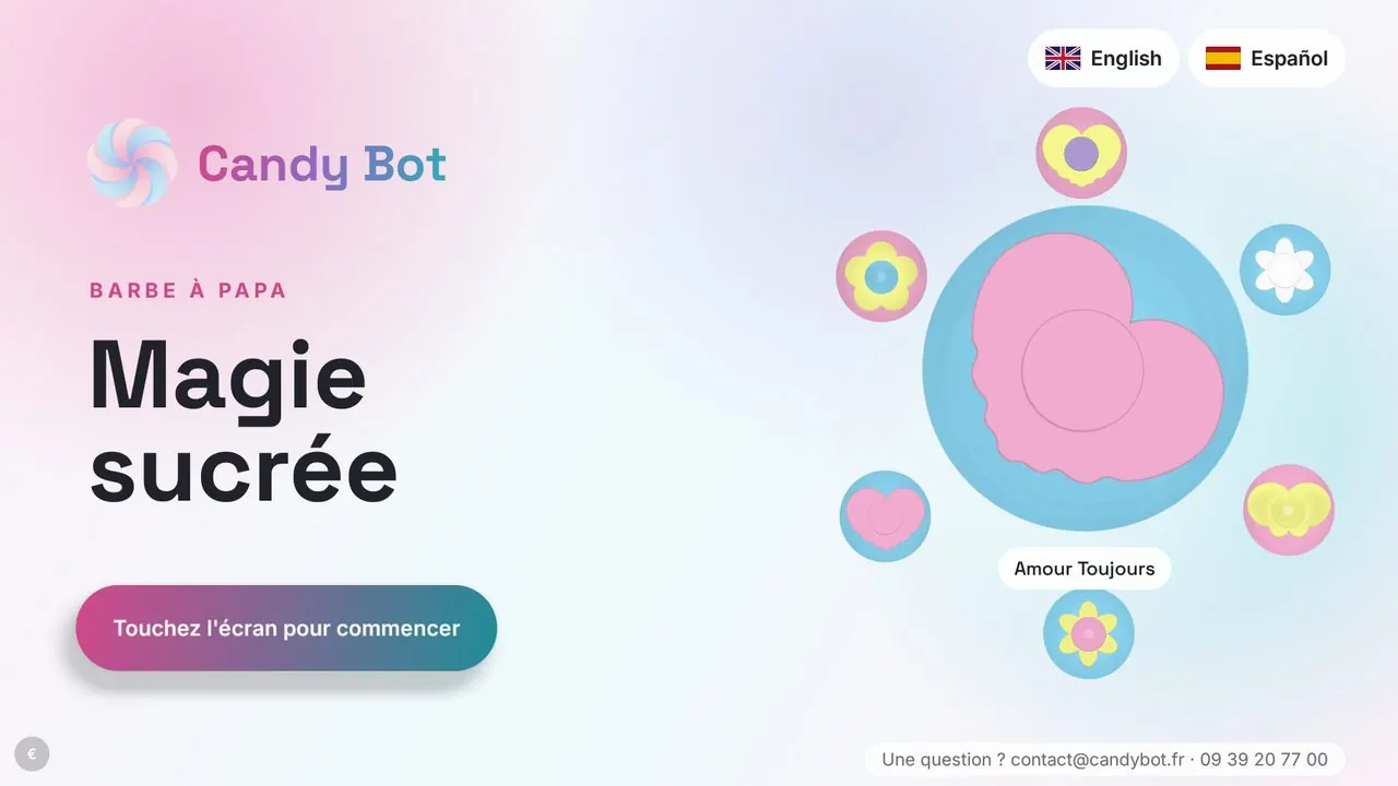 Écran de veille de la machine Candy Bot : Magie sucrée