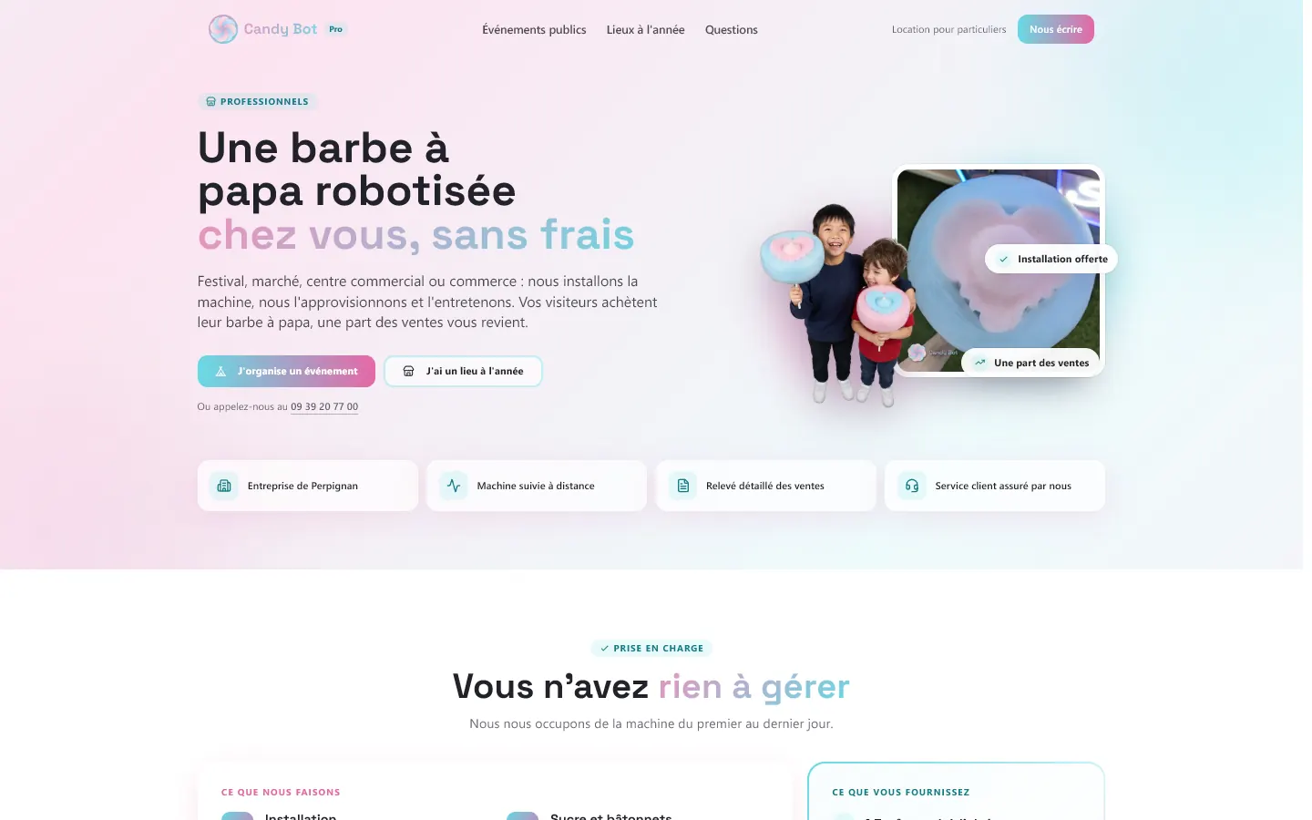 Professionnels : une machine chez vous, sans frais